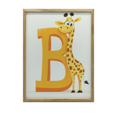 PLAKÁT KERETHEZ FALI ZSIRÁF NEVEVŐ B BETŰ 70x100 CM BARNA grafika, keretezett kép