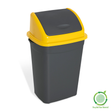 Planet Billenőfedeles szemetes kuka, műanyag, antracit/sárga, 50 literes szemetes