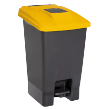 Planet Pedálos szelektív hulladékgyűjtő szemetes nyomófedeles nyílással Antracit-Sárga 100L szemetes