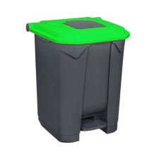 Planet Pedálos szelektív hulladékgyűjtő szemetes nyomófedeles nyílással Antracit-Zöld 50L szemetes