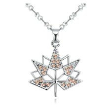 Platánfa levél- borostyán- Swarovski kristályos nyaklánc nyaklánc