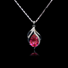 Platinával bevont esőcsepp nyaklánc rózsaszínű Swarovski kristállyal (0254.) nyaklánc