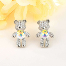Platinával bevont kismaci fülbevaló színjátszó színű Swarovski kristállyal (0024.) fülbevaló