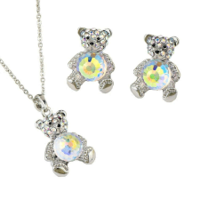 Platinával bevont maci szett színjátszó gömb alakú Swarovski kristállyal (0489.) ékszer szett