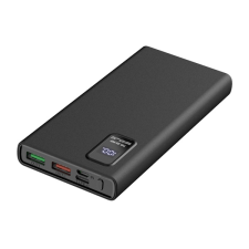 Platinet Power Bank hordozható töltő 10000mAh, 2 USB, QC 3.0, LED kijelző, fekete power bank