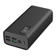 Platinet Power Bank hordozható töltő 30000mAh, 4 USB, QC 3.0, LED kijelző, fekete power bank
