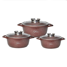  Platinum 3 részes piros színű edénykészlet, üvegtetővel DAS202428 edény