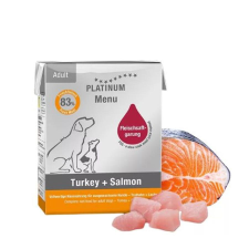 Platinum Natural Platinum Menü Pulyka Lazac Felnőtt nedves kutyatáp 12x375g kutyaeledel