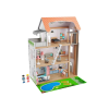 Playtive 39 részes, 3 szintes XXL fa babaház, 64 x 80 x 31 cm elektromos, világító rózsaszín fa babaház lépcsővel, lifttel, bútorokkal