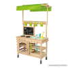 Playtive Mud Kitchen PREMIUM Kültéri / fából készült kerti játékkonyha, sárkonyha, mosogatóval, főzőlappal, 2 polccal és tálcával, 77 x 135 x 50 cm