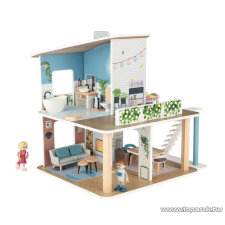 Playtive PC-14952 DOLLS HOUSE Emeletes modern babaház fából, 38 x 37 x 43 cm, 42 részes babaház