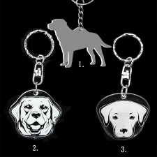  Plexi kulcstartó - Labrador kutya fej, Plexi kulcstartó - Labrador kutya fej kulcstartó