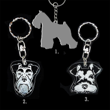 Plexi kulcstartó - Schnauzer kölyök fej, Plexi kulcstartó - Schnauzer kölyök fej kulcstartó