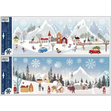 PLUS LINE Téli város csillámos ablakmatrica, 21 x 60 cm - többféle party kellék
