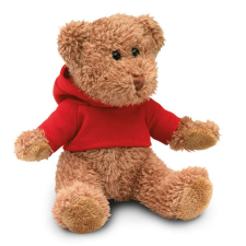  Plüss maci kapucnis pólóval piros plüssfigura