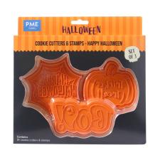 PME kiszúró és nyomda szett, Boldog Halloween, műanyag, 3db sütés és főzés