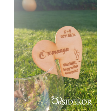  Pohárra tehető fa ültetőkártya szíves dekorációs kellék