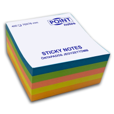 Point Cube 76x76mm 400lapos többféle élénk színű öntapadós jegyzettömb (C20528) post-it