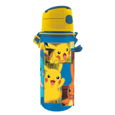 Pokémon Electric alumínium szívószálas kulacs akasztóval 600 ml kulacs, kulacstartó