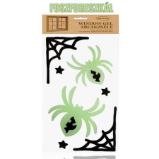 Pókok Halloween zselés ablakdísz - foszforeszkáló - 30x15 cm dekoráció
