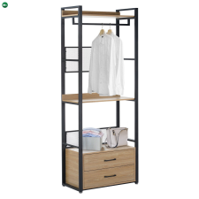  Polcállvány fiókokkal, tölgy/fekete, KILOS NEW TYP 1 bútor