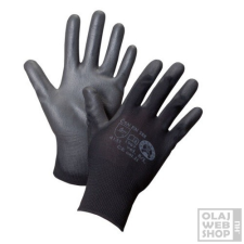  Poliuretán bevonatú, fekete tenyérmártott védőkesztyű XXL/11 méret védőkesztyű