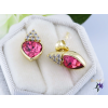  Polla antiallergén pink kristályköves fülbevaló-14k
