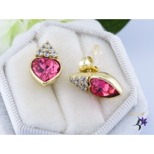  Polla antiallergén pink kristályköves fülbevaló-14k fülbevaló