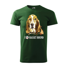Póló Basset hound mintával - Zöld L méretben ajándéktárgy