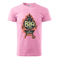 Póló BBQ time mintával - Rózsaszín M méretben v2 ajándéktárgy