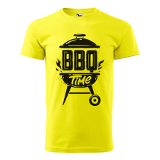  Póló BBQ time  mintával Sárga 4XL egyedi ajándék