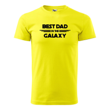 Póló Best dad in the galaxy mintával - Sárga XXL méretben ajándéktárgy