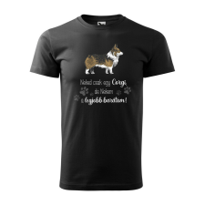Póló Corgi mintával - Fekete S méretben v1 ajándéktárgy