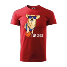 Póló Corgi mintával - Piros M méretben v2 ajándéktárgy
