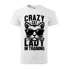 Póló Crazy cat mintával - Fehér XXL méretben ajándéktárgy