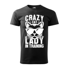 Póló Crazy cat mintával - Fekete S méretben ajándéktárgy