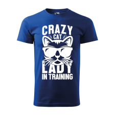  Póló Crazy cat  mintával Kék M egyedi ajándék