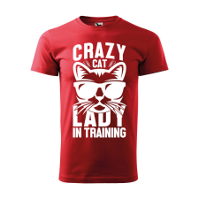  Póló Crazy cat  mintával Piros 3XL egyedi ajándék