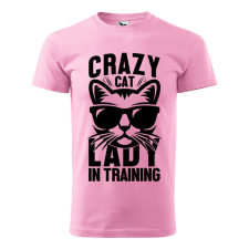Póló Crazy cat mintával - Rózsaszín S méretben ajándéktárgy