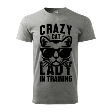 Póló Crazy cat mintával - Szürke M méretben ajándéktárgy