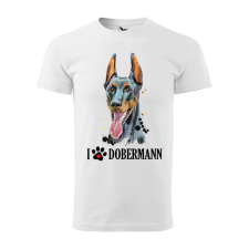  Póló Dobermann  mintával Fehér L egyedi ajándék
