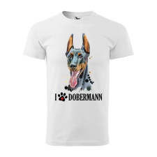 Póló Dobermann mintával - Fehér XL méretben v2 ajándéktárgy
