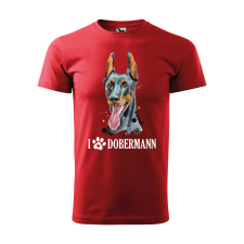  Póló Dobermann  mintával Piros 2XL egyedi ajándék