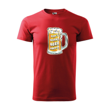 Póló Dont worry, beer happy mintával - Piros M méretben ajándéktárgy