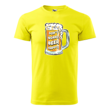  Póló Dont worry, beer happy  mintával Sárga 3XL egyedi ajándék