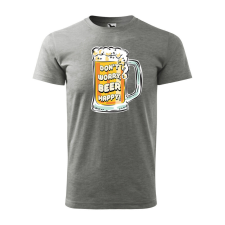 Póló Dont worry, beer happy mintával - Szürke L méretben ajándéktárgy