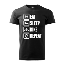  Póló Eat sleep bike repeat mintával - Fekete S méretben ajándéktárgy