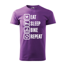 Póló Eat sleep bike repeat mintával - Lila XL méretben ajándéktárgy