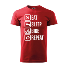 Póló Eat sleep bike repeat mintával - Piros M méretben ajándéktárgy
