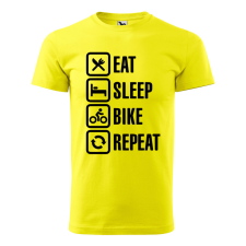  Póló Eat sleep bike repeat  mintával Sárga L egyedi ajándék